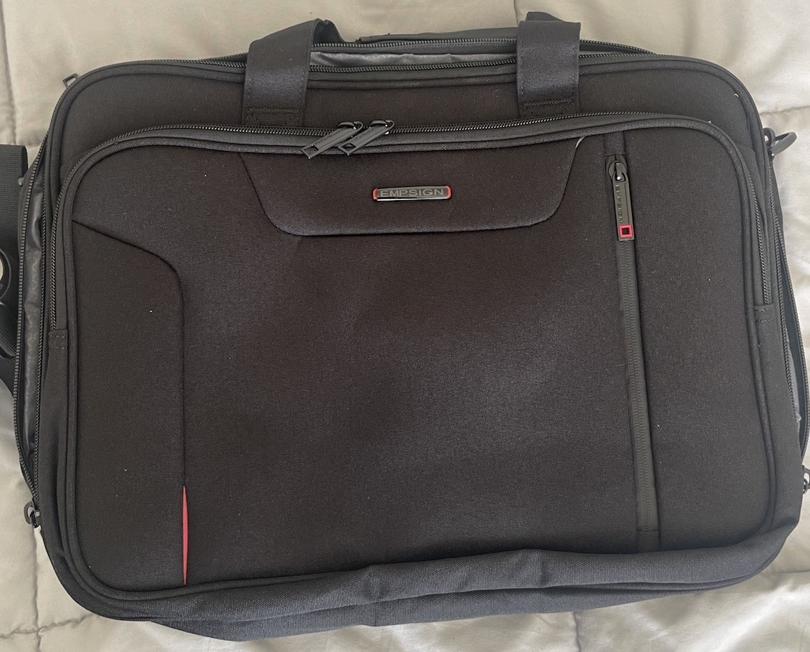 EMPSIGN Black Nylon Briefcase for 17" 15.6" Laptop, RFID Blocking, Expandable