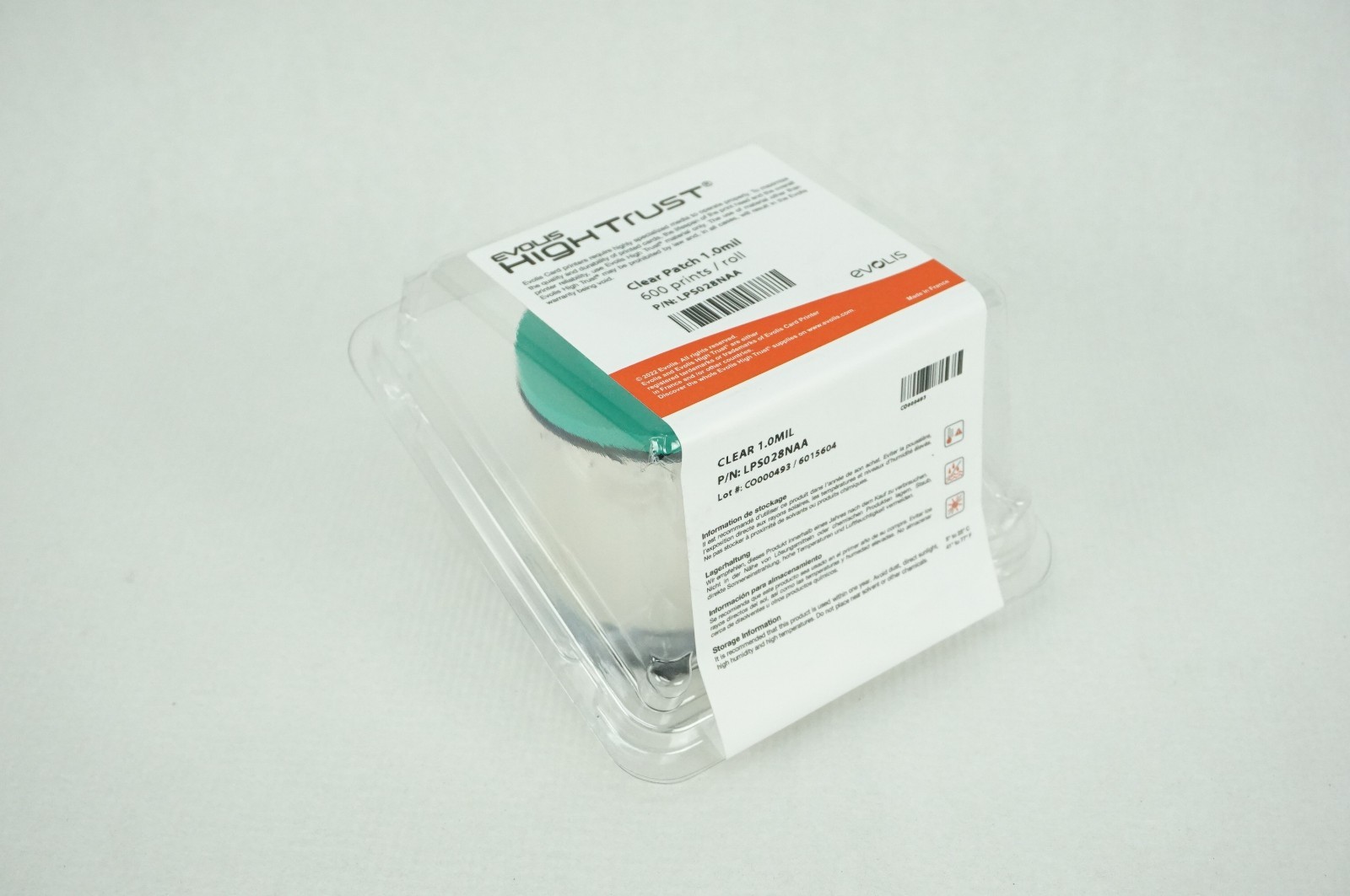 Evolis LPS028NAA High Trust Clear Patch Roll 1.0mil 600 Prints