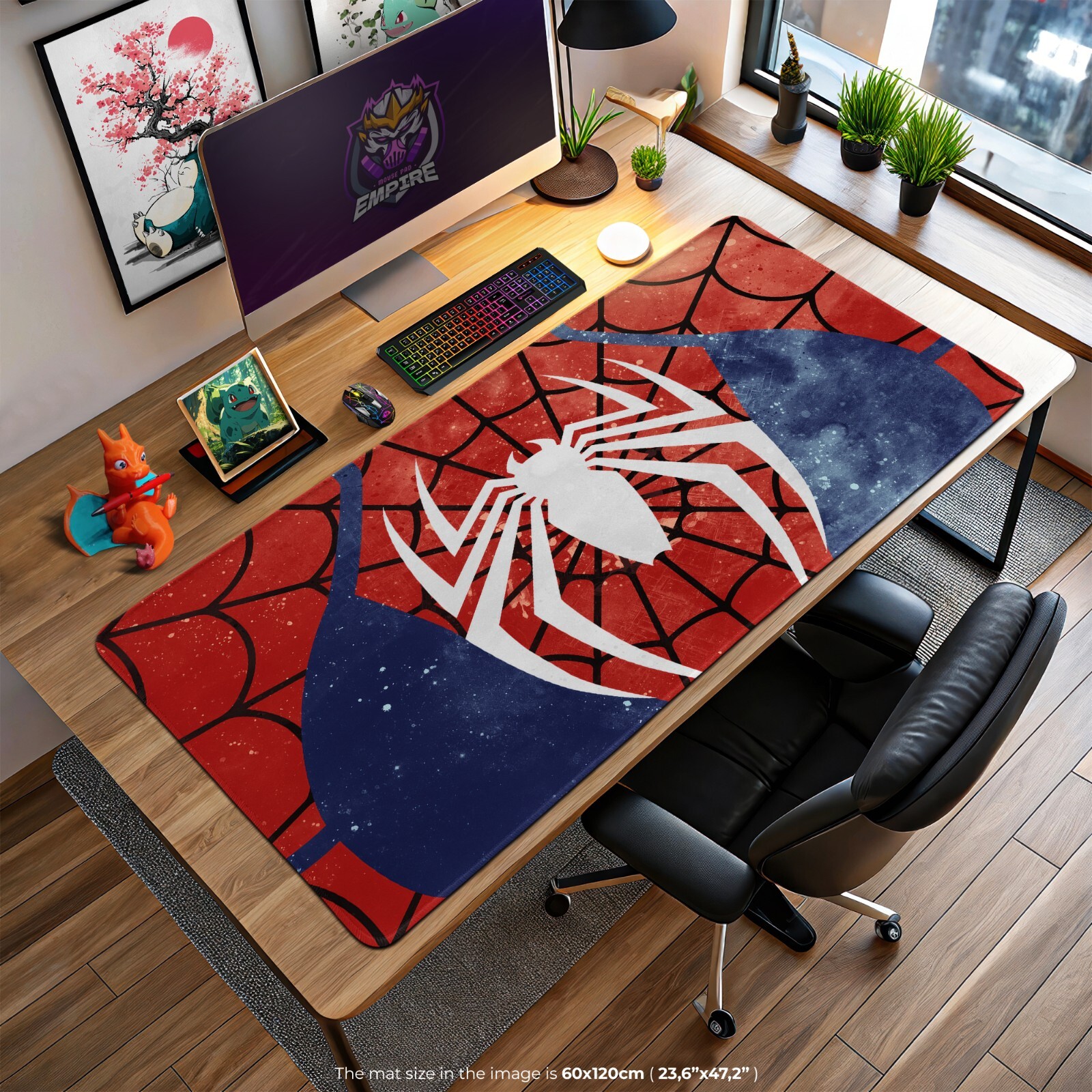 Spider-Man Mouse Pad, Gaming Desk Mat with Iconic Web and Spider Logo Design