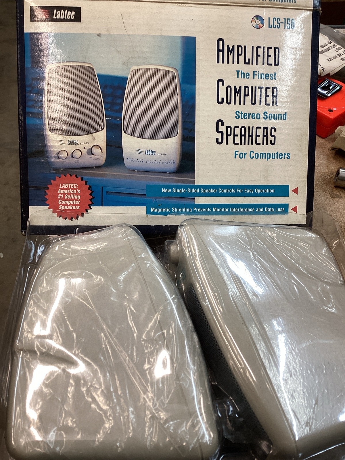 Labtech LCS-150 Space Saver Series Speaker Audio Computer Vintage Original Box