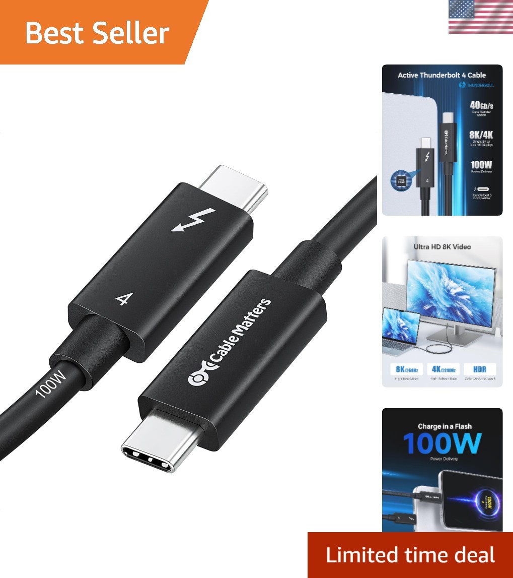 Intel Certified] 40Gbps Active Thunderbolt 4 Cable 6.6 ft with 100W Charging ...