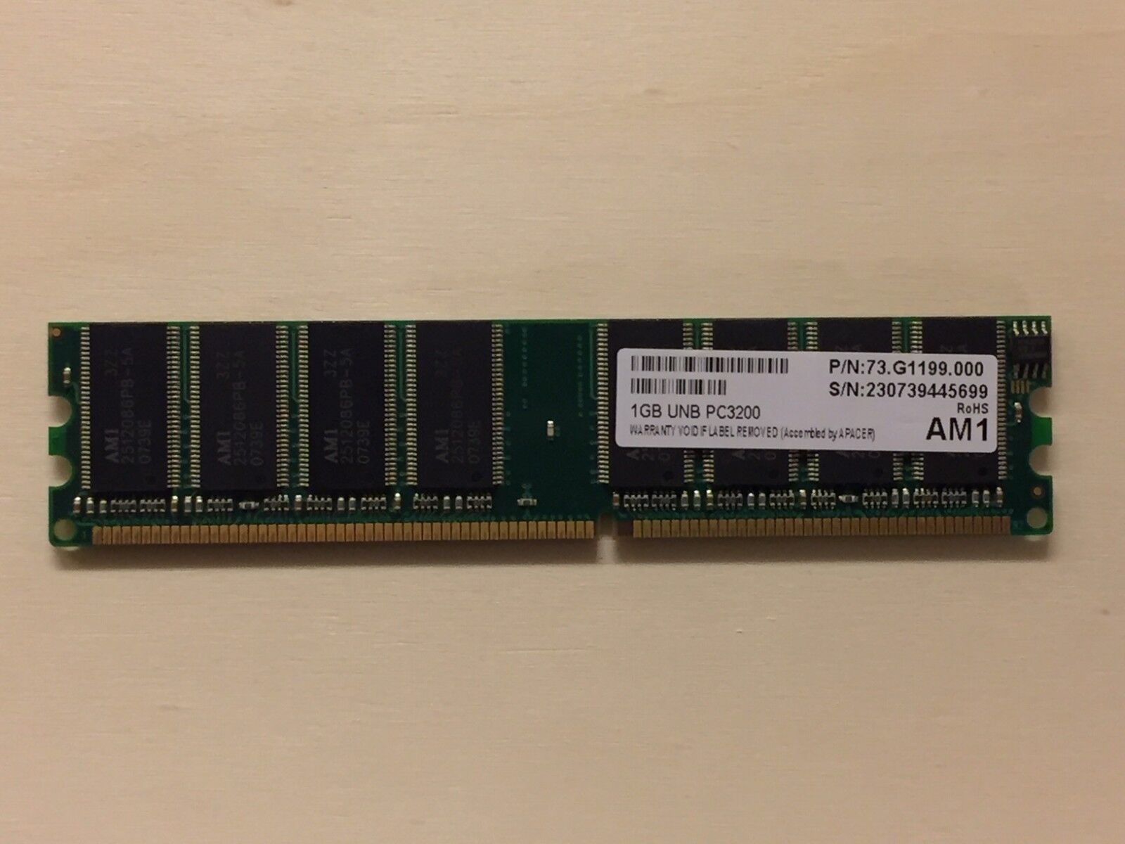 1GB Apacer UNB PC3200 AM1 Desktop RAM 73.G1199.000