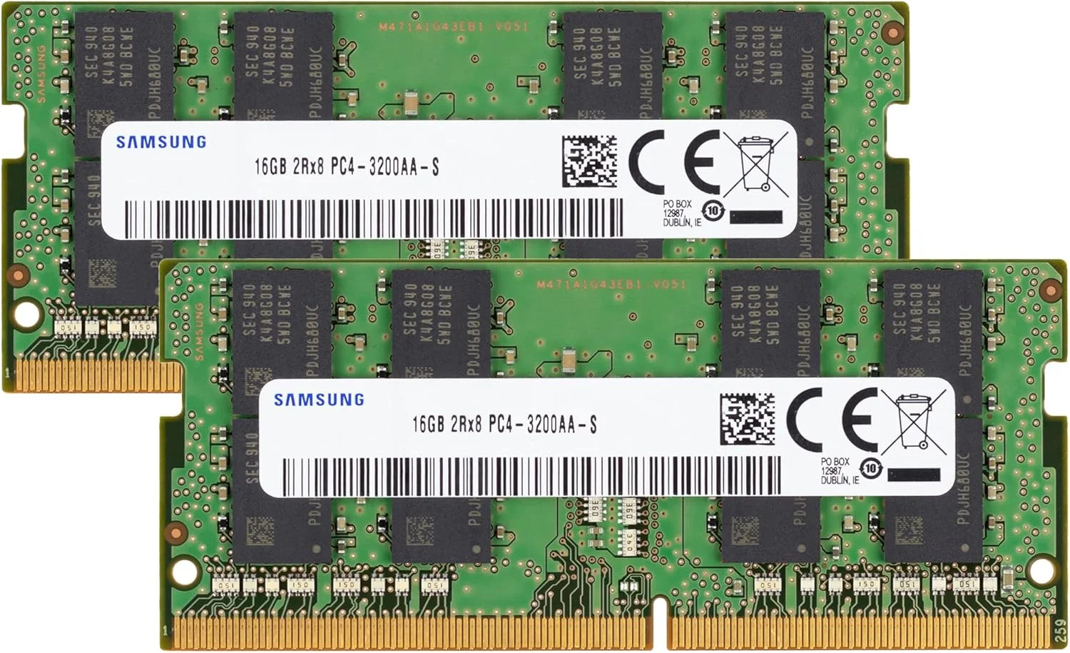 Samsung 32GB (2x16GB) DDR4 3200MHz PC4-25600 (PC4-3200AA) CL22 SODIMM 2Rx8 Dual