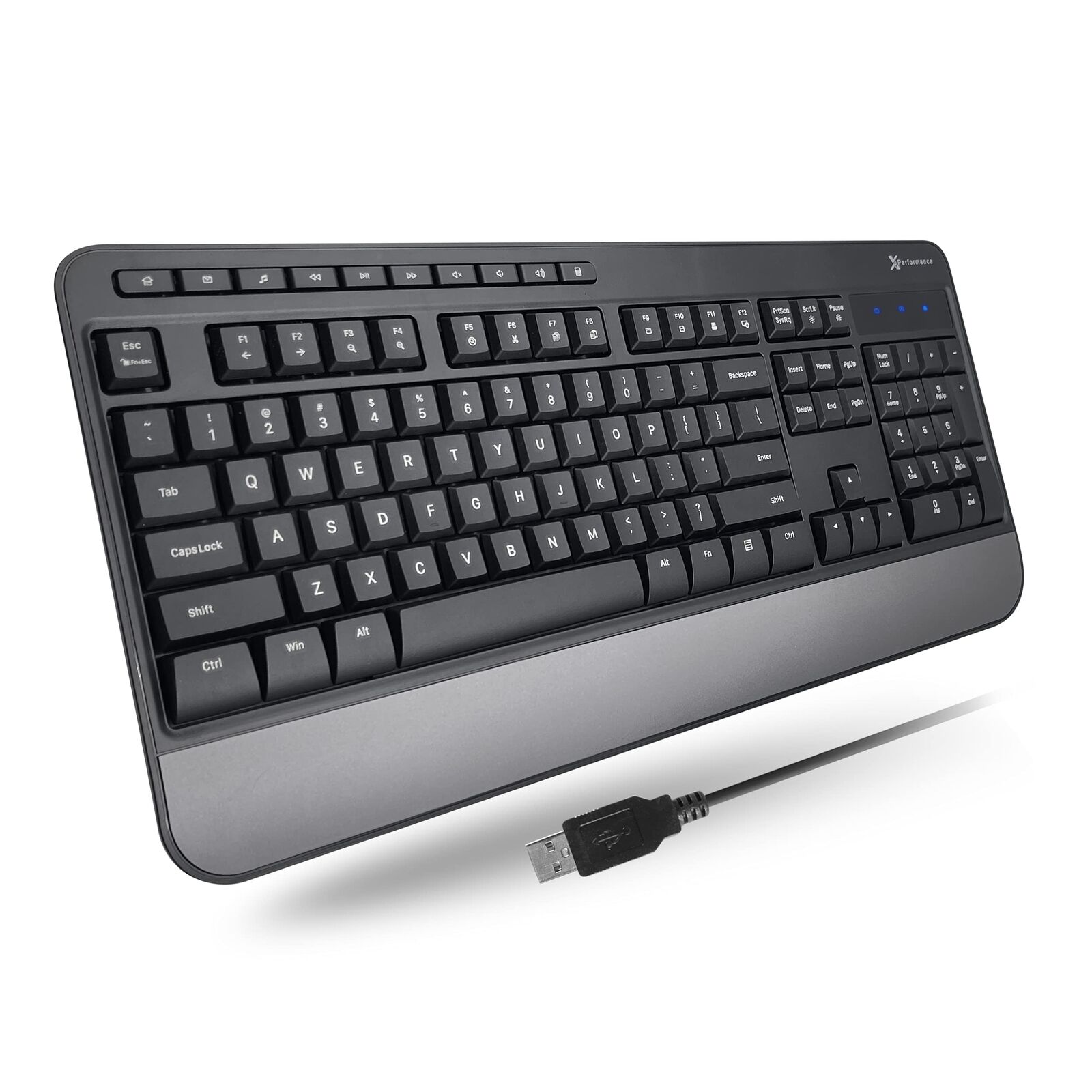 Multimedia USB Wired Keyboard - Take Control of Your Media - Ergonomic Full S...