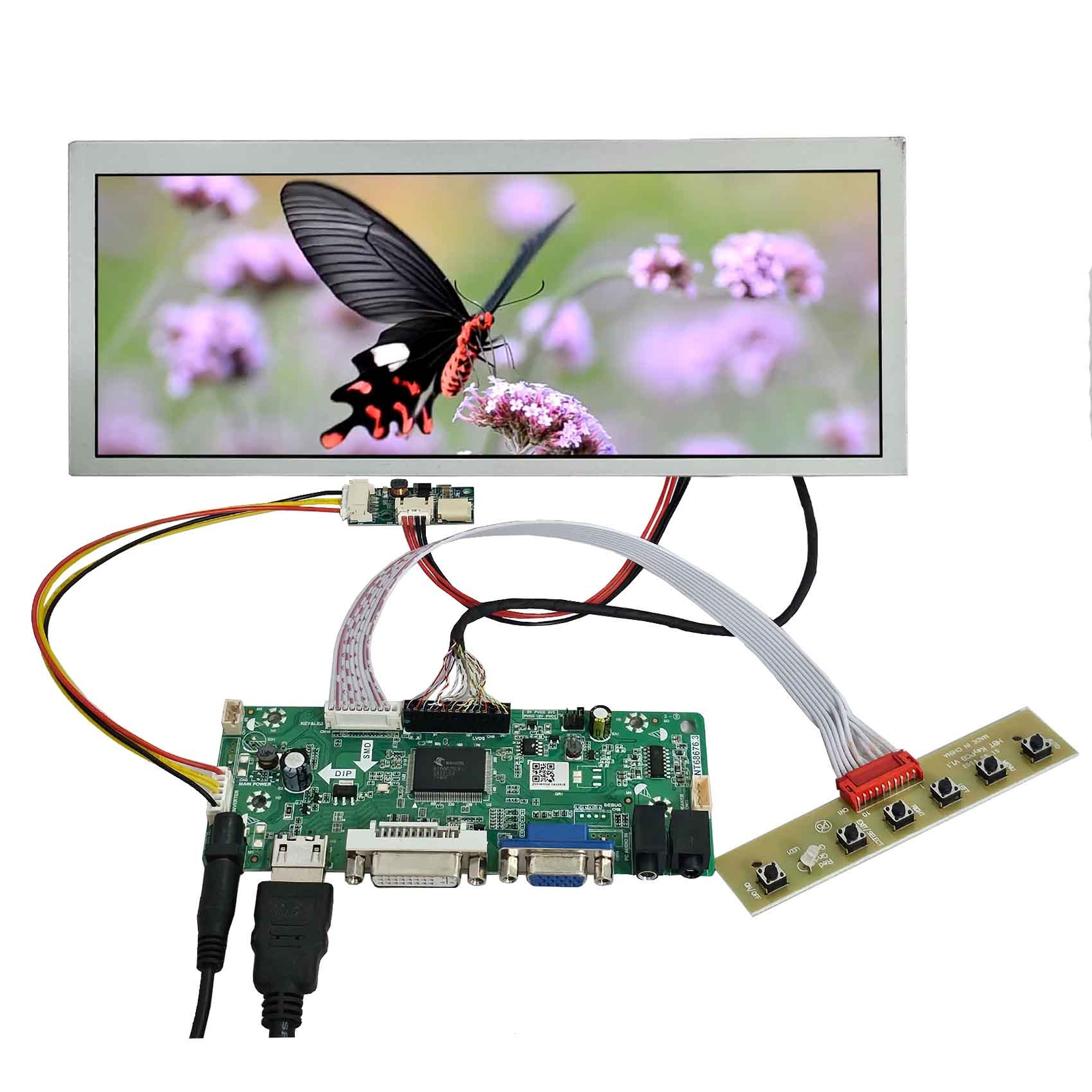 HDDVI VGA LCD Controller Board 10.3inch TM103XDKP35 1920X720 LCD Screen