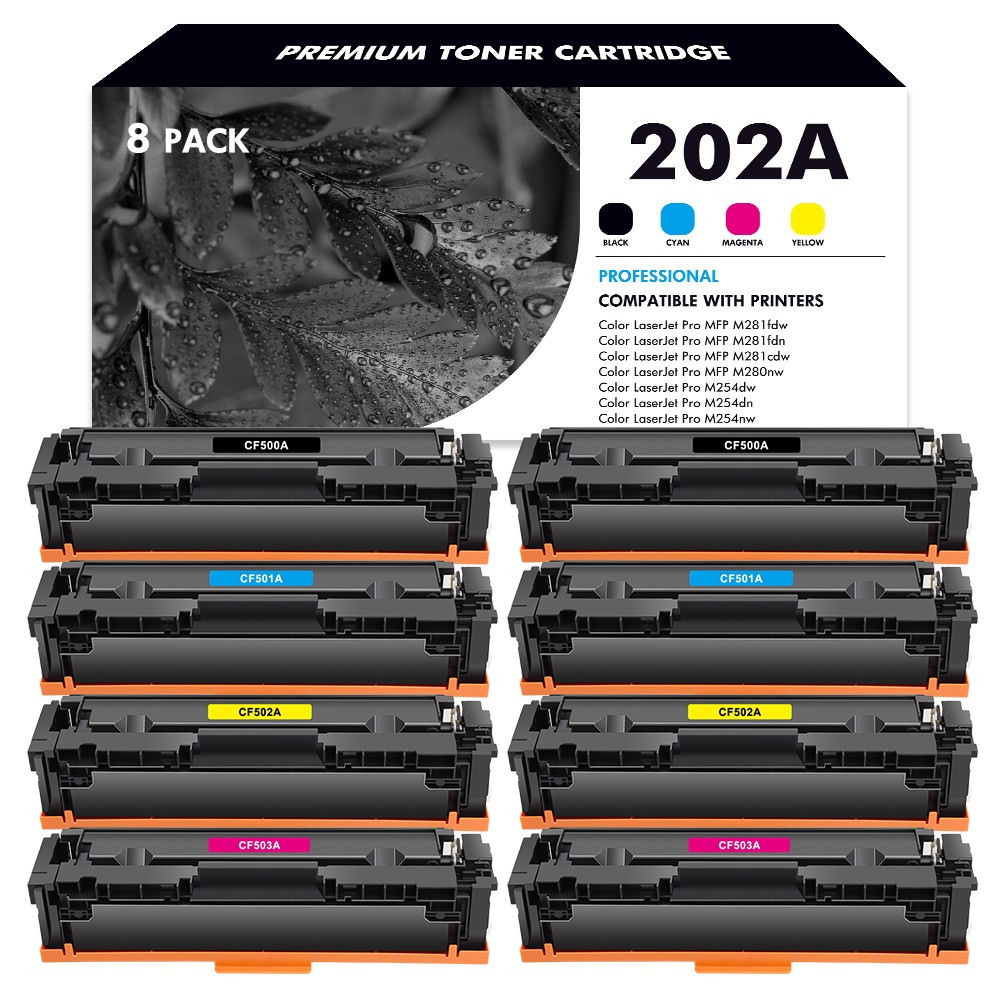 8PK CF500A-CF503A BCYM 202A Toner Set for HP LaserJet Pro M254dw M254nw M254dn