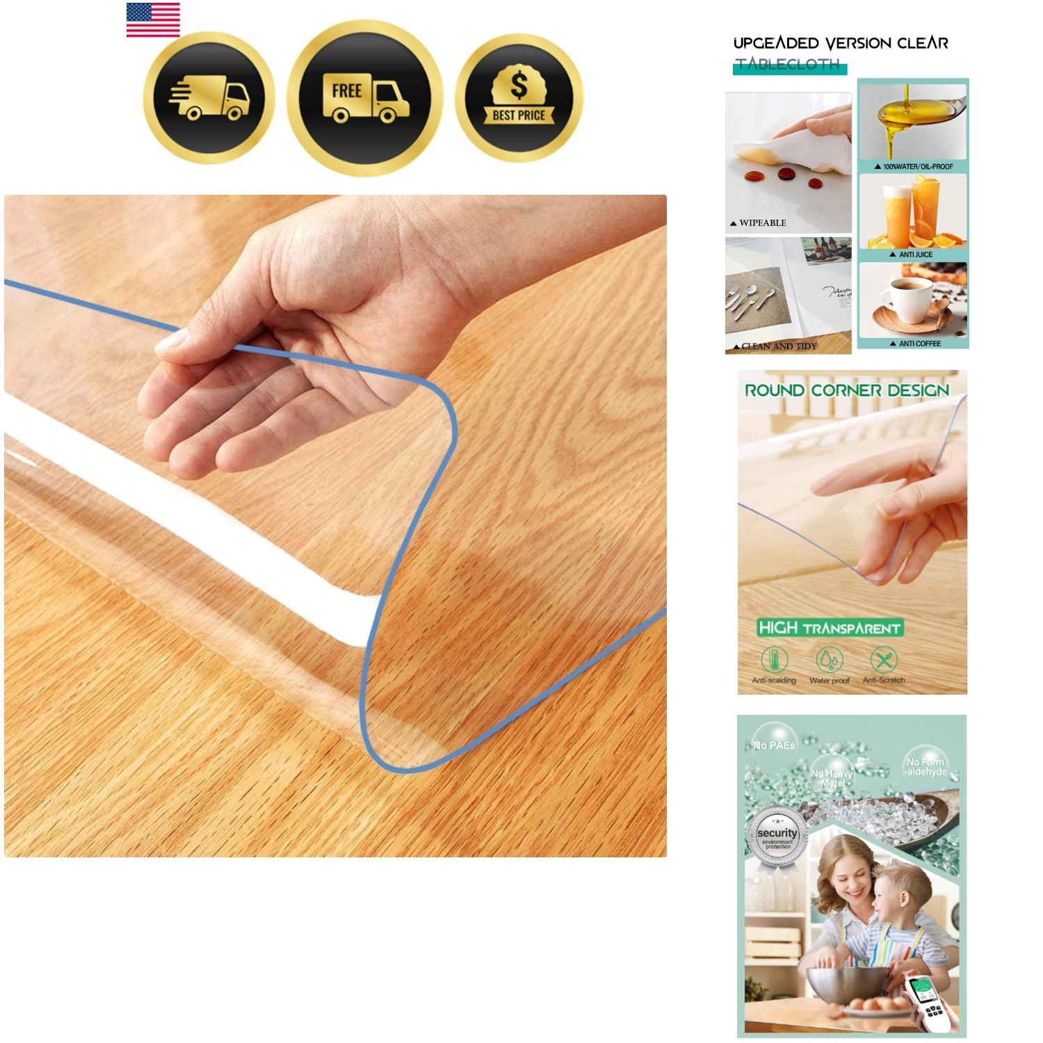 Clear Table Protector PVC Vinyl Waterproof 28X36 Inch Plastic Desk Cover