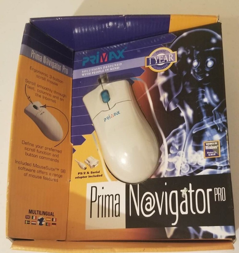 VINTAGE PRIMAX PRIMA NAVIGATOR PRO MOUSE BIG BOX WINDOWS NIB DEAD STOCK