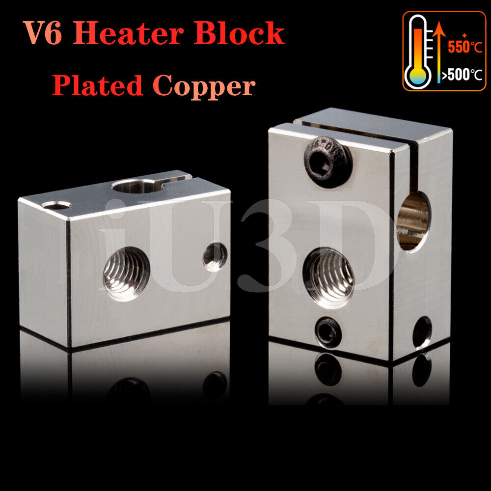 iU3D V6 Plated Copper Heater Block for PT100 e3d V6 Hotend Prusa I3 MK3/MK3S