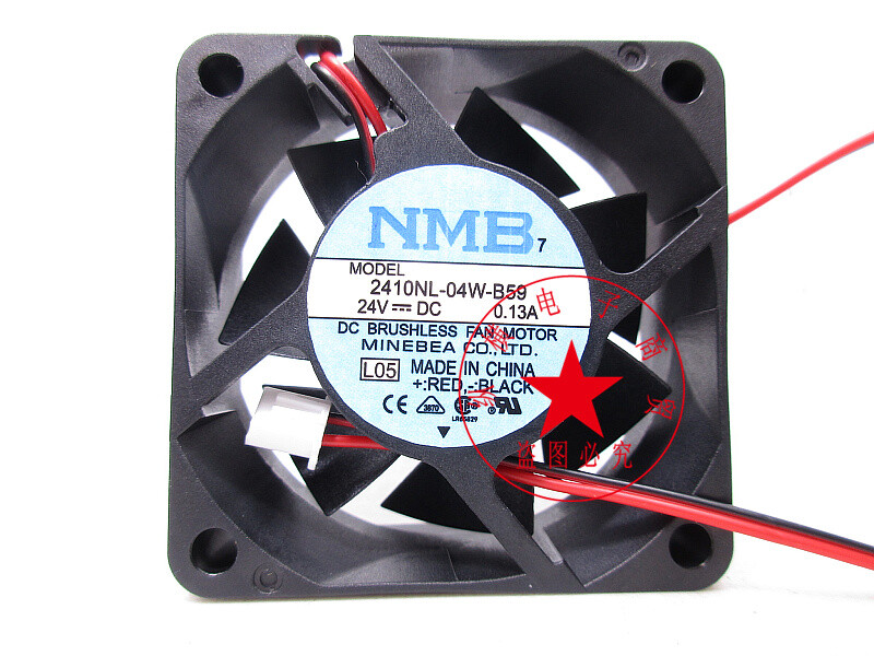 NMB 2410NL-04W-B59 24V 0.13A 6CM 6025 2-wire axial fan
