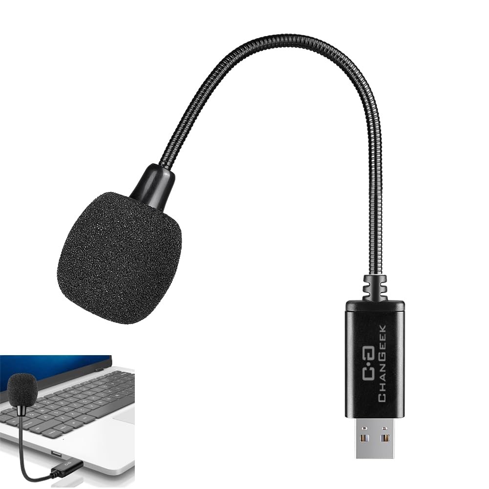 Mini USB Microphone for Laptop and Desktop Computer, with Gooseneck & Univers...