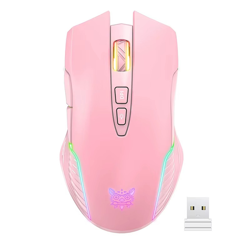 ONIKUMA Pink RGB Wireless Gaming Mouse 3600 DPI Rechargeable Cute Kawaii Gamer