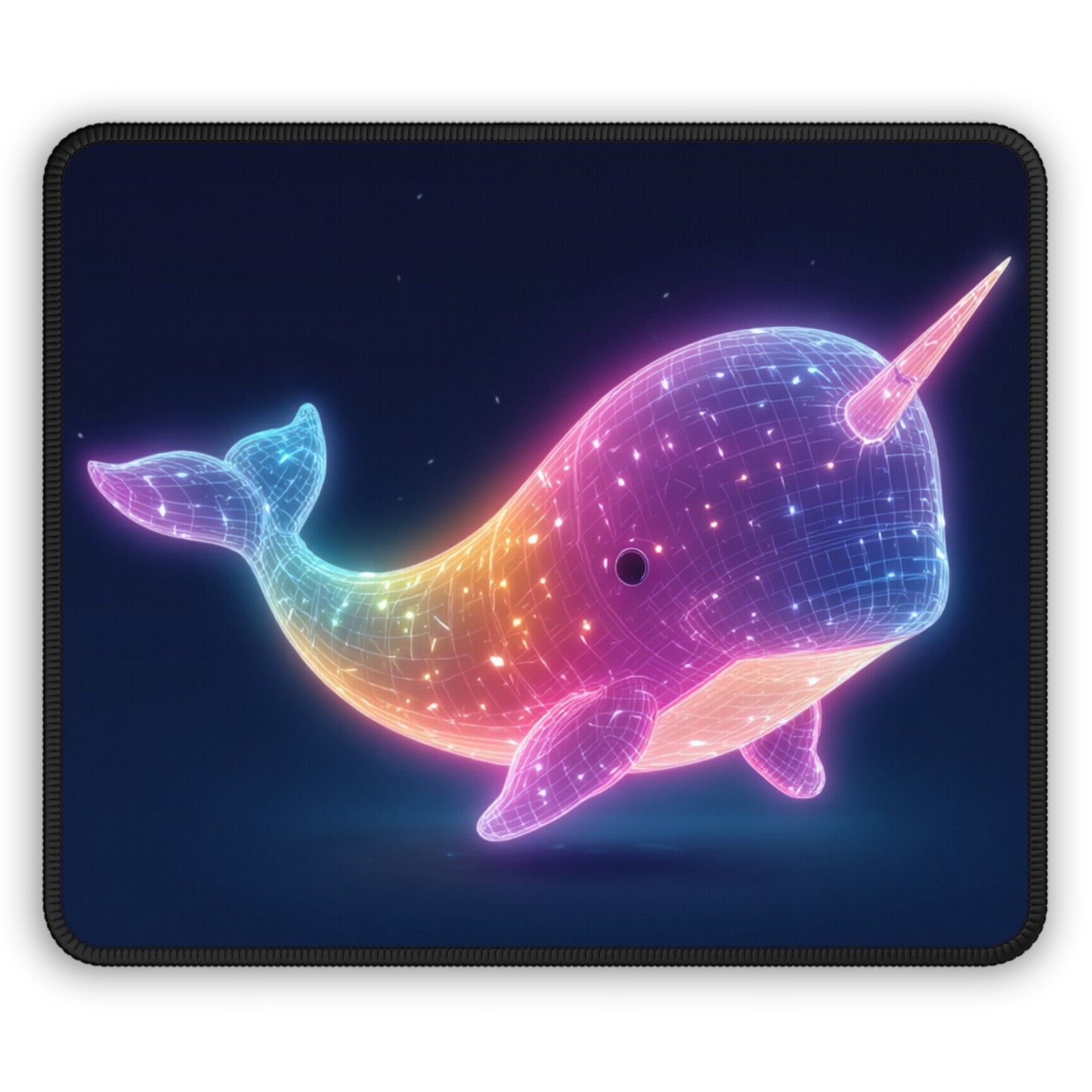 Neon Rainbow Narwhal Gaming Mouse Pad | Cute Cosmic Sea Creature