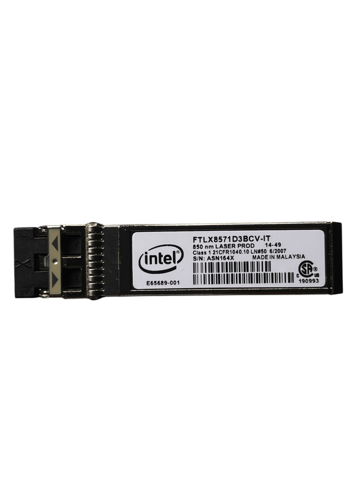 Intel / Finisar FTLX8571D3BCV-IT 10G SFP+ 10GBASE-SR Optical Transceiver