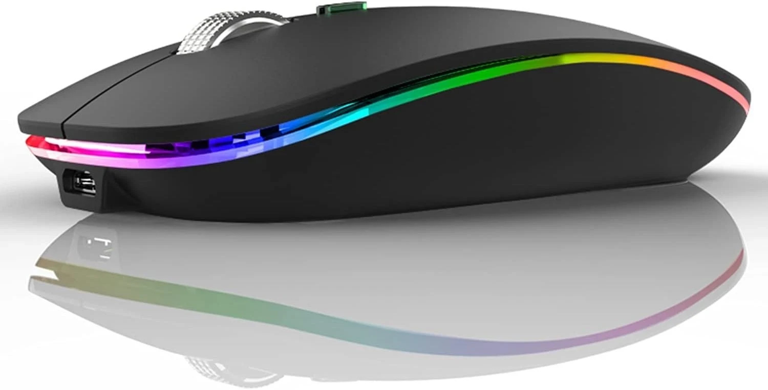 Uiosmuph LED Wireless Mouse, G12 Slim Rechargeable Silent Mouse, 2.4G Portable U