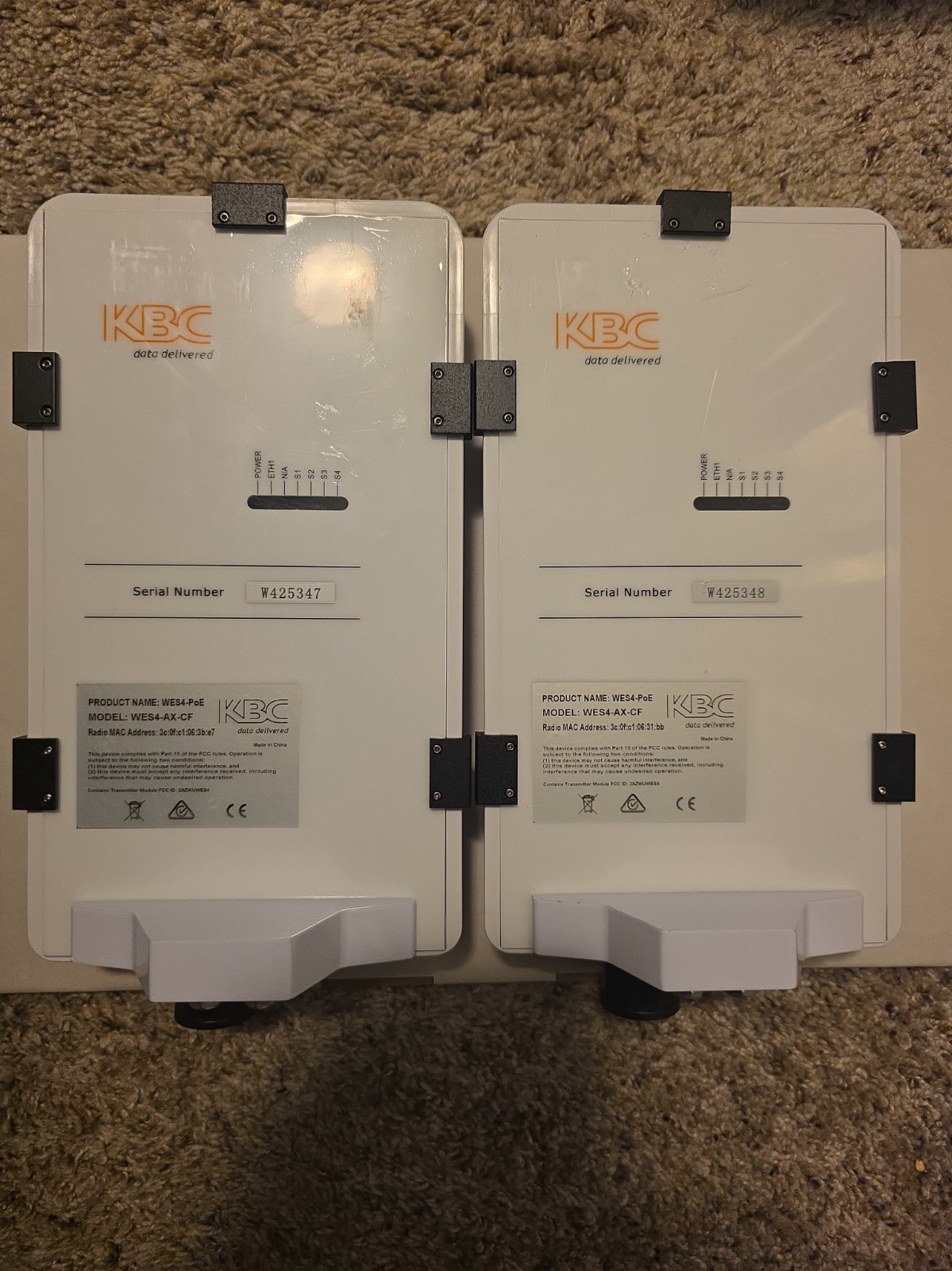 KBC Networks WES4-AX-CF 5GHz Wireless Ethernet Bridge - Matched Pair, Tested