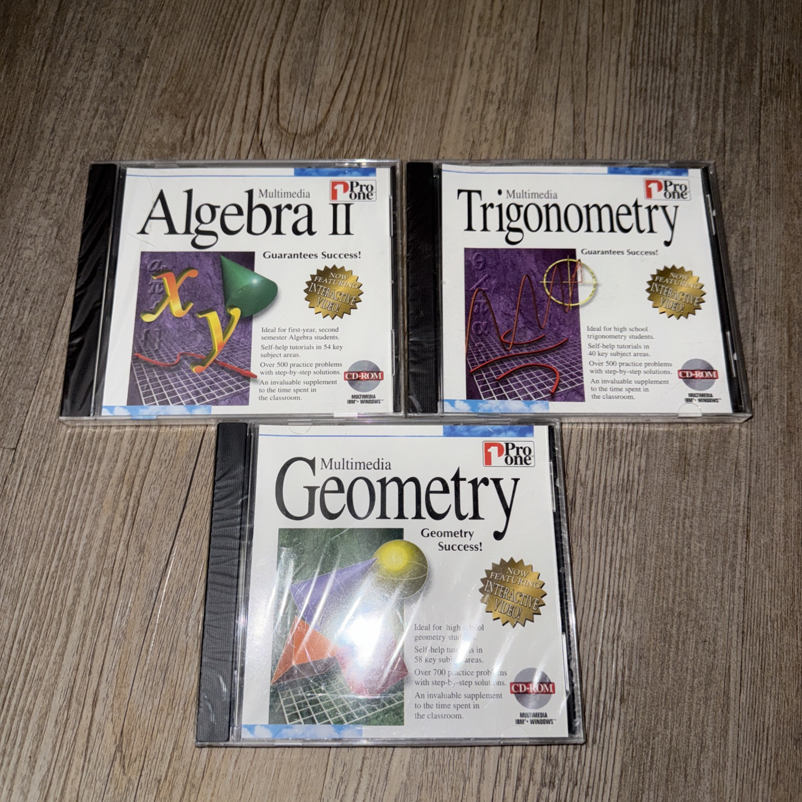 Pro One Math Instruction Series Algebra II Geometry & Trigonometry CD Rom Lot
