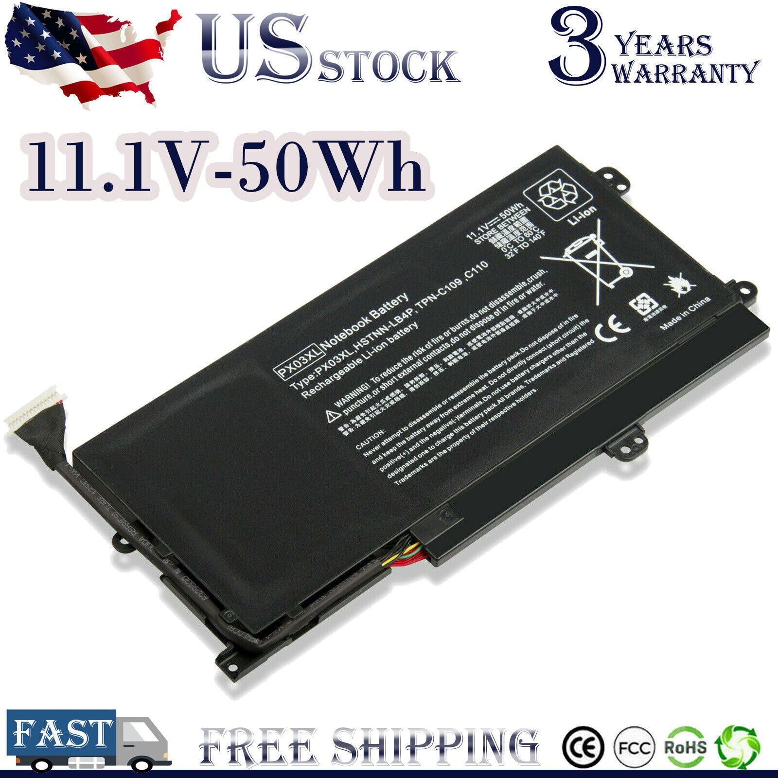 PX03XL Battery For HP Envy TouchSmart M6-K025dx M6-K122DX M6-K125DX HSTNN-DB4P
