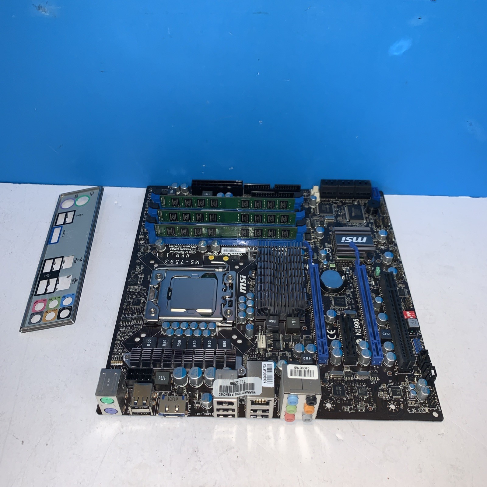 MSI X58M Motherboard LGA 1366 MS-7593 Ver 1.1 w/ i7-960+6GB RAM