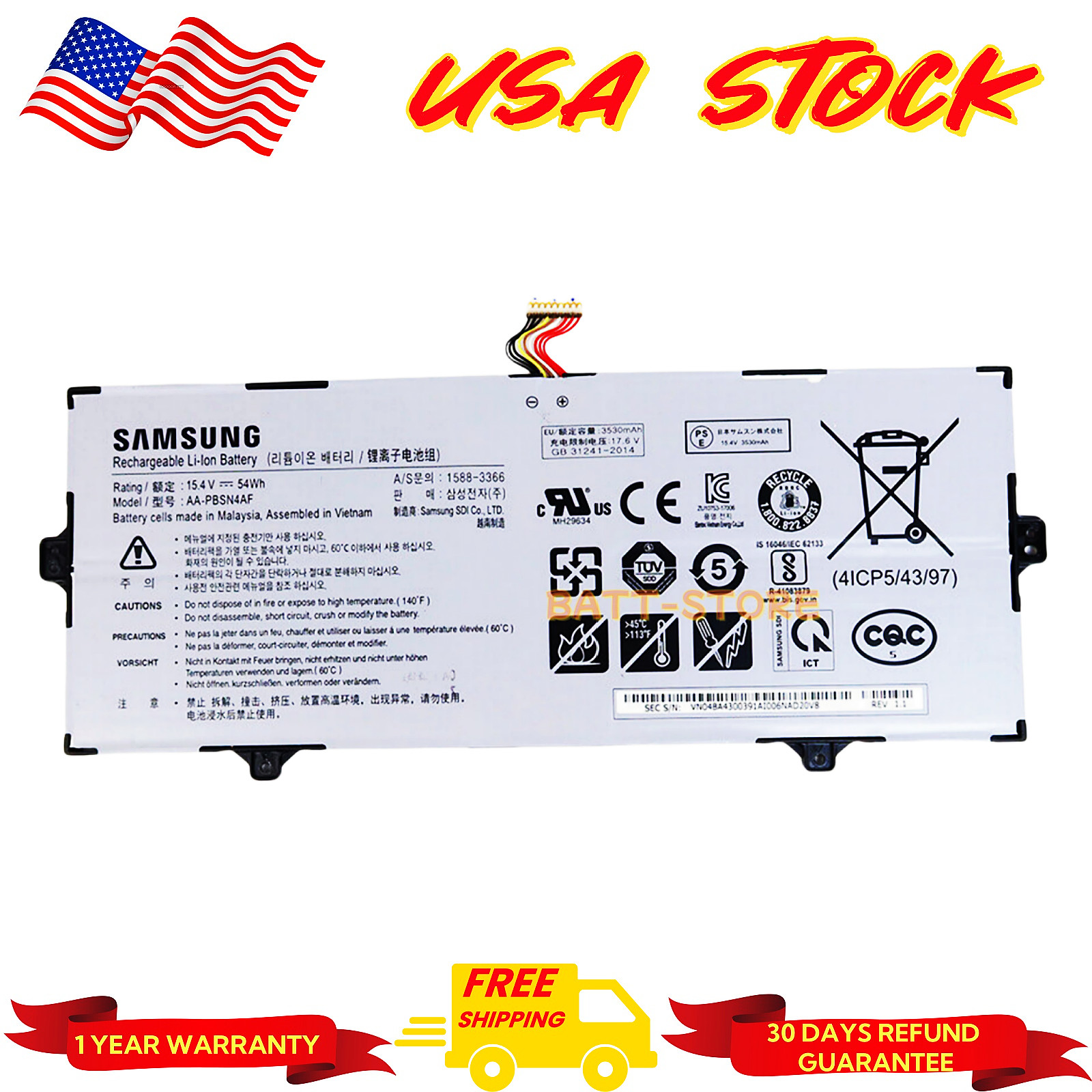 AA-PBSN4AF GENUINE Battery For Samsung NT930SBE NP930SBE-K01US  NP930SBE-K02CN
