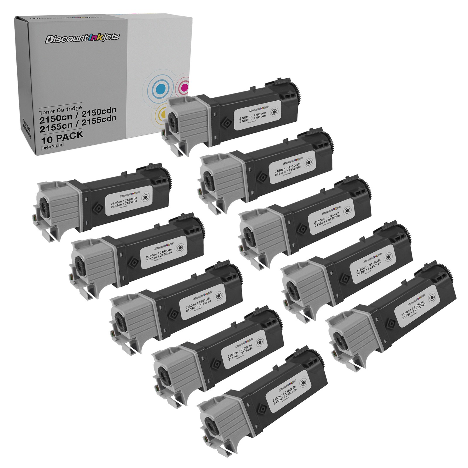 10PK 331-0719 BLACK HY Toner Cartridge for Dell MY5TJ 2155 2155cdn 2150cdn 2150c