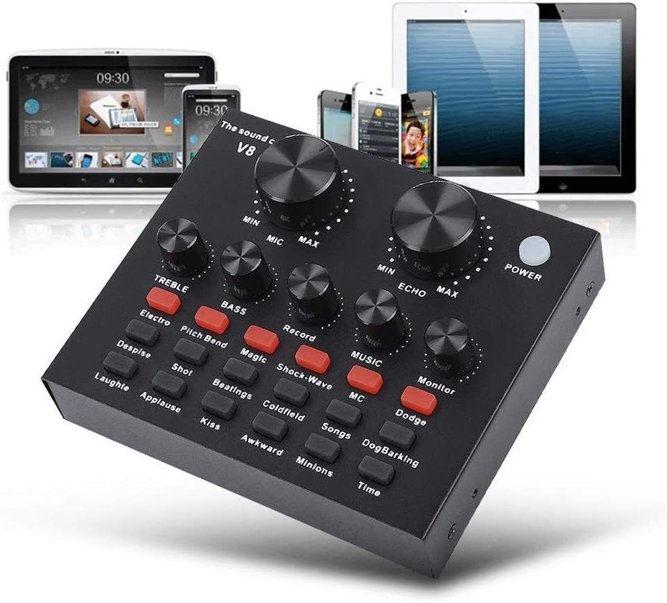 REMALL V8 -Live the sound Card- USB V8 Live External Sound Mixer Board (IL/RT...