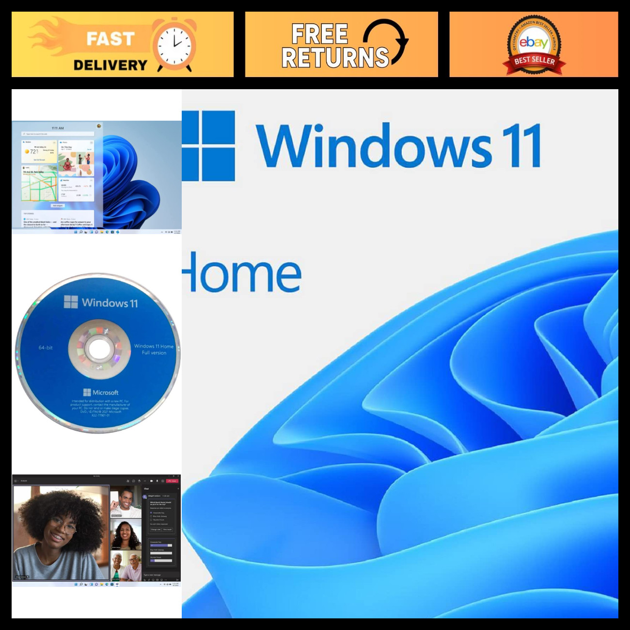 Windows 11 Home System Builder - Install on New PC, Ideal for Custom Builds