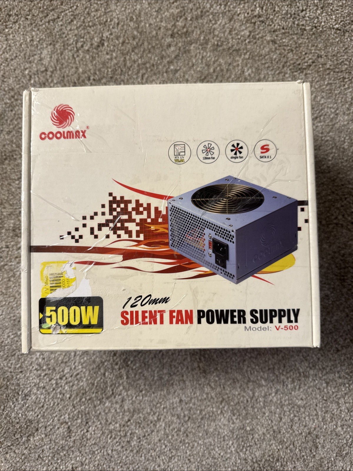Coolmax V-500 500W ATX Power Supply PSU 120mm Fan SATA - Tested Working