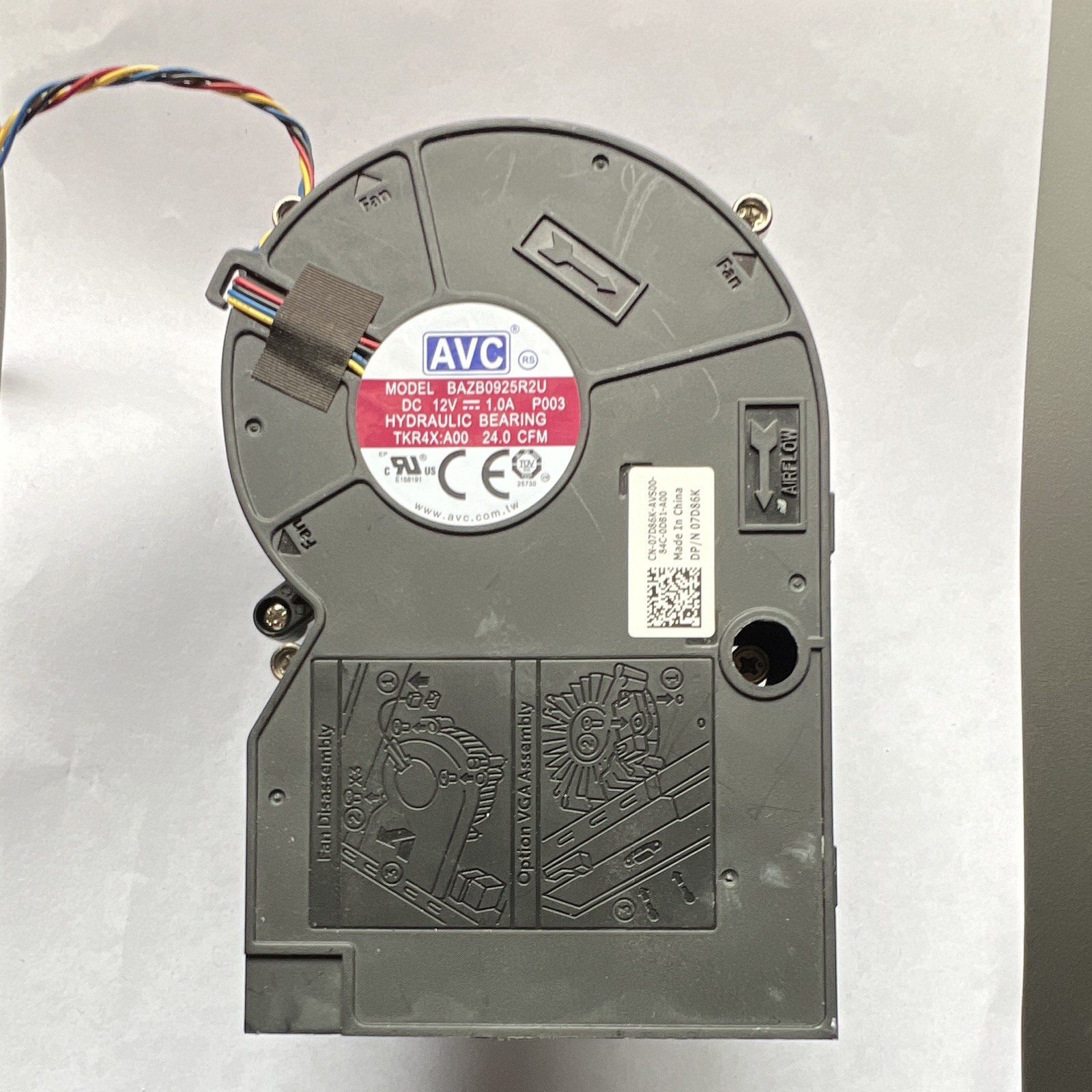 AVC BAZB0925R2U 92mm 12V Hydraulic Blower 4-Pin LGA775 For Dell 2600RPM