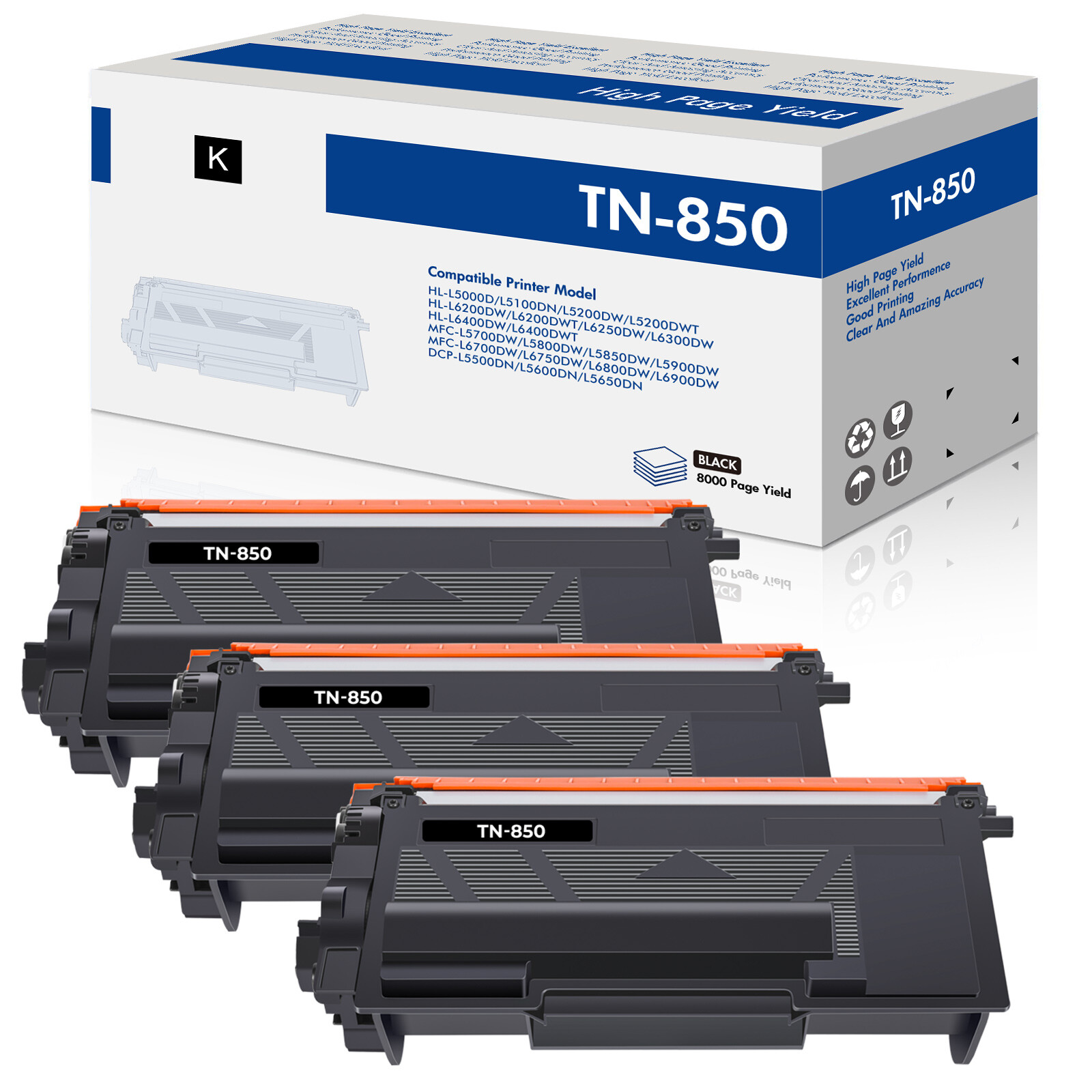 3x High Yield TN850 Toner Compatible With Brother HL-L6200D MFC-L6700DW