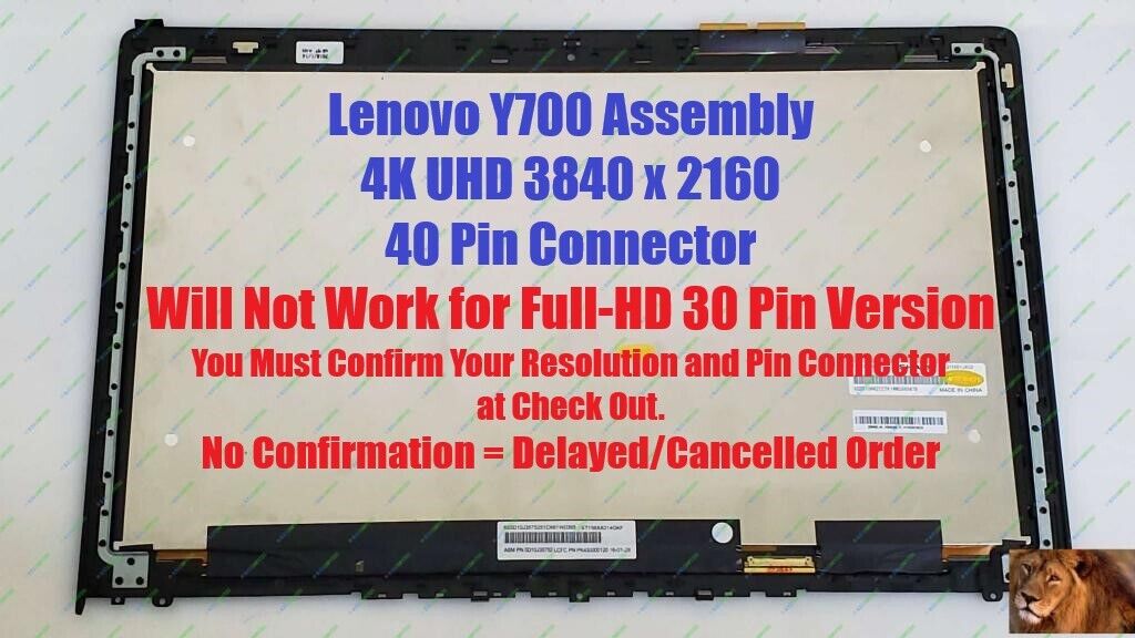 DISPLAY 5D10K37620 LCD Module Y700-15ISK Touch UHD