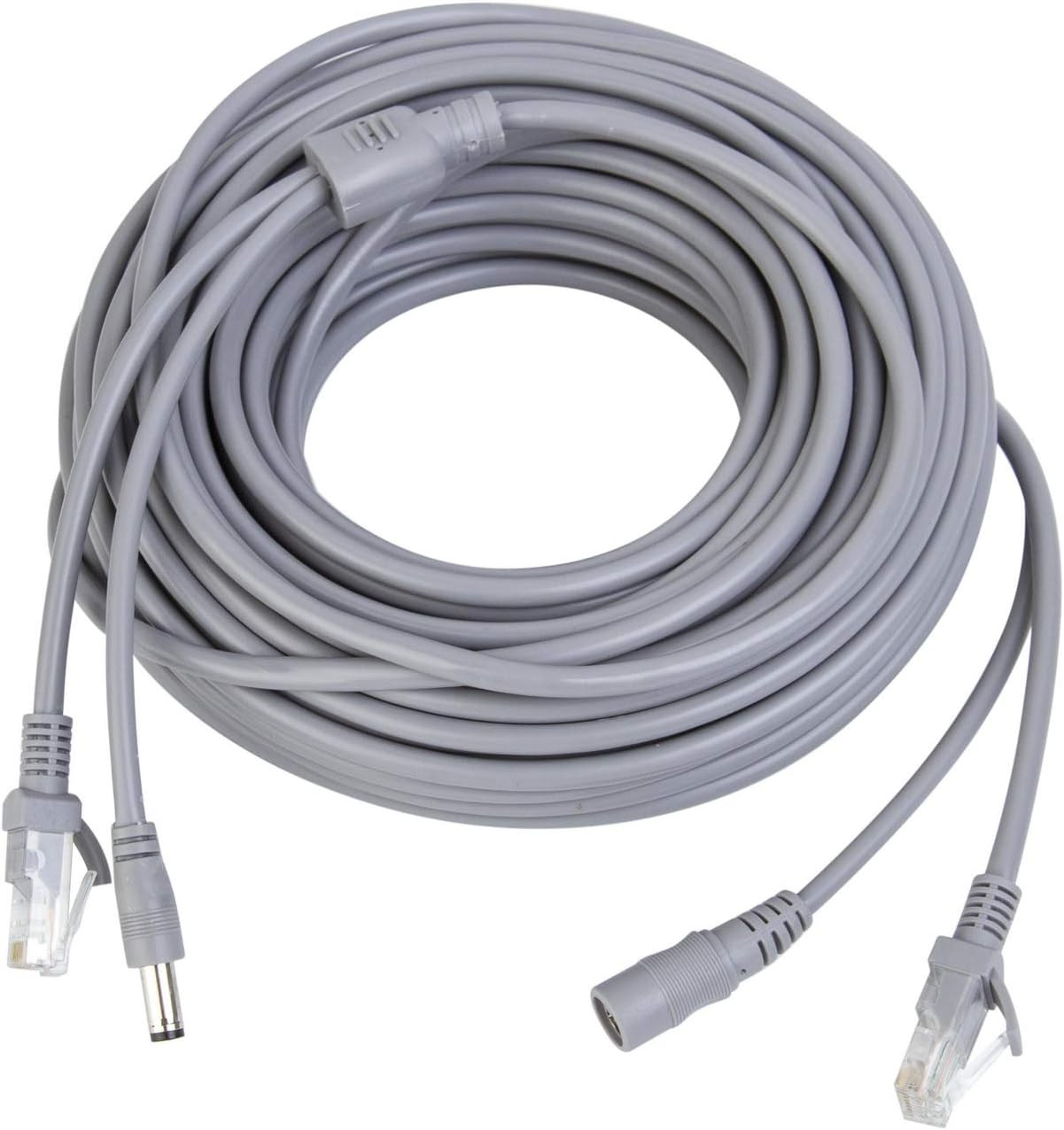 15M/50Ft Ethernet Cable Cat5E Network Lan/Power Extension Cord for CCTV Security