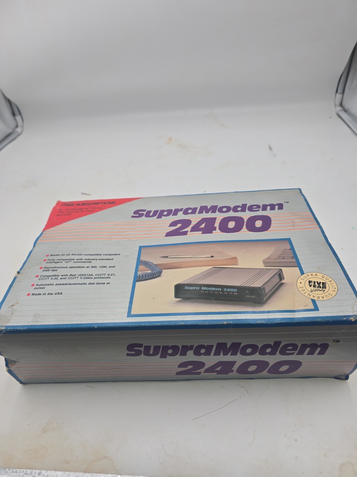 SupraModem 2400 Modem 50-2400-0 Vintage Supra Power Cord Not Included