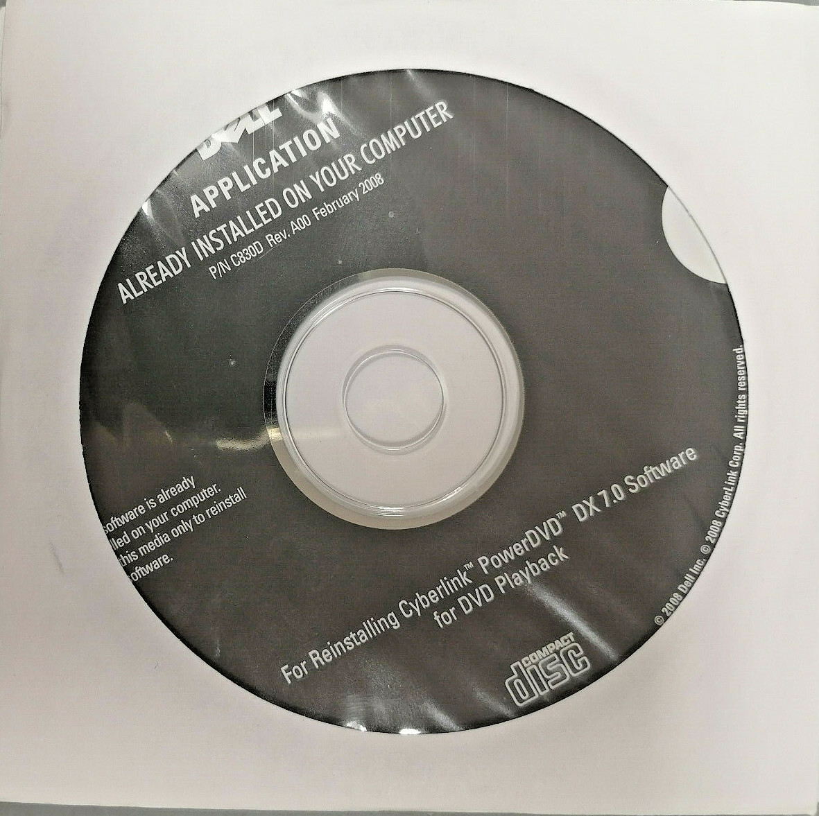 N.I.B. Dell Application CD 0C831D C830D 0JW351 PowerDVD DX 7 Software