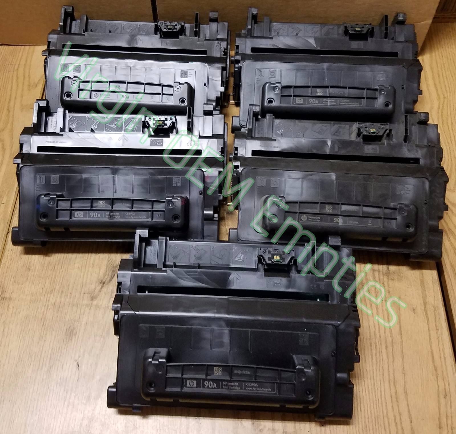 5 Virgin Genuine Empty HP 90A Laser Toner Cartridges  CE390A