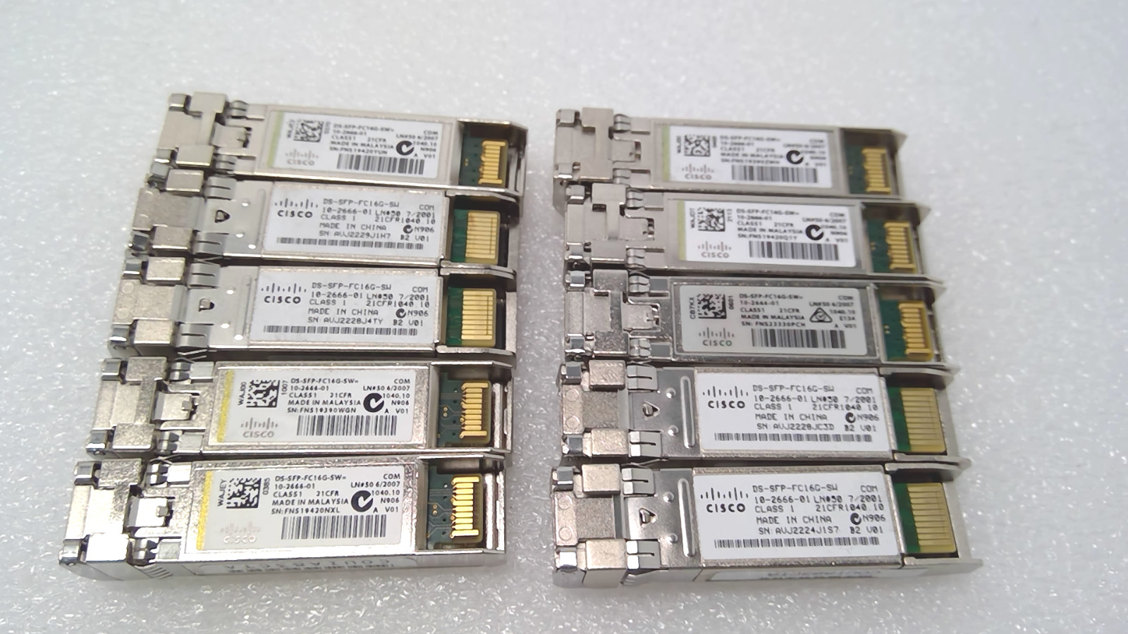 X10 Genuine Cisco DS-SFP-FC16G-SW 10-2666-01 16Gbps FC SW SFP+ MMF Transceiver