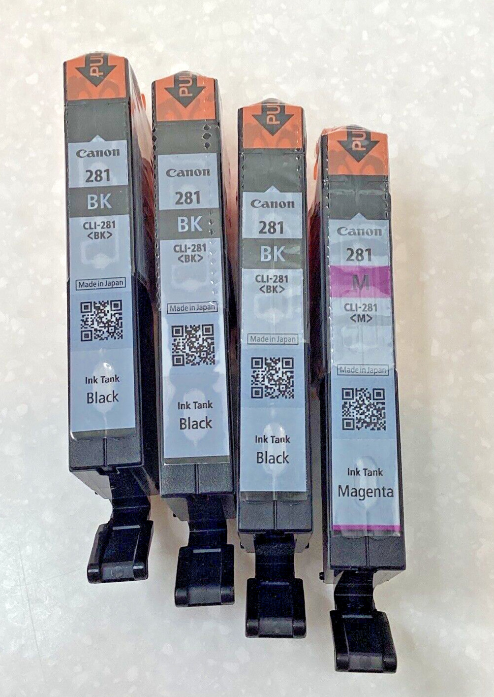 4 Lot Genuine Canon CLI 281 Ink Cartridges Black (3) Magenta (1) Just Purchased