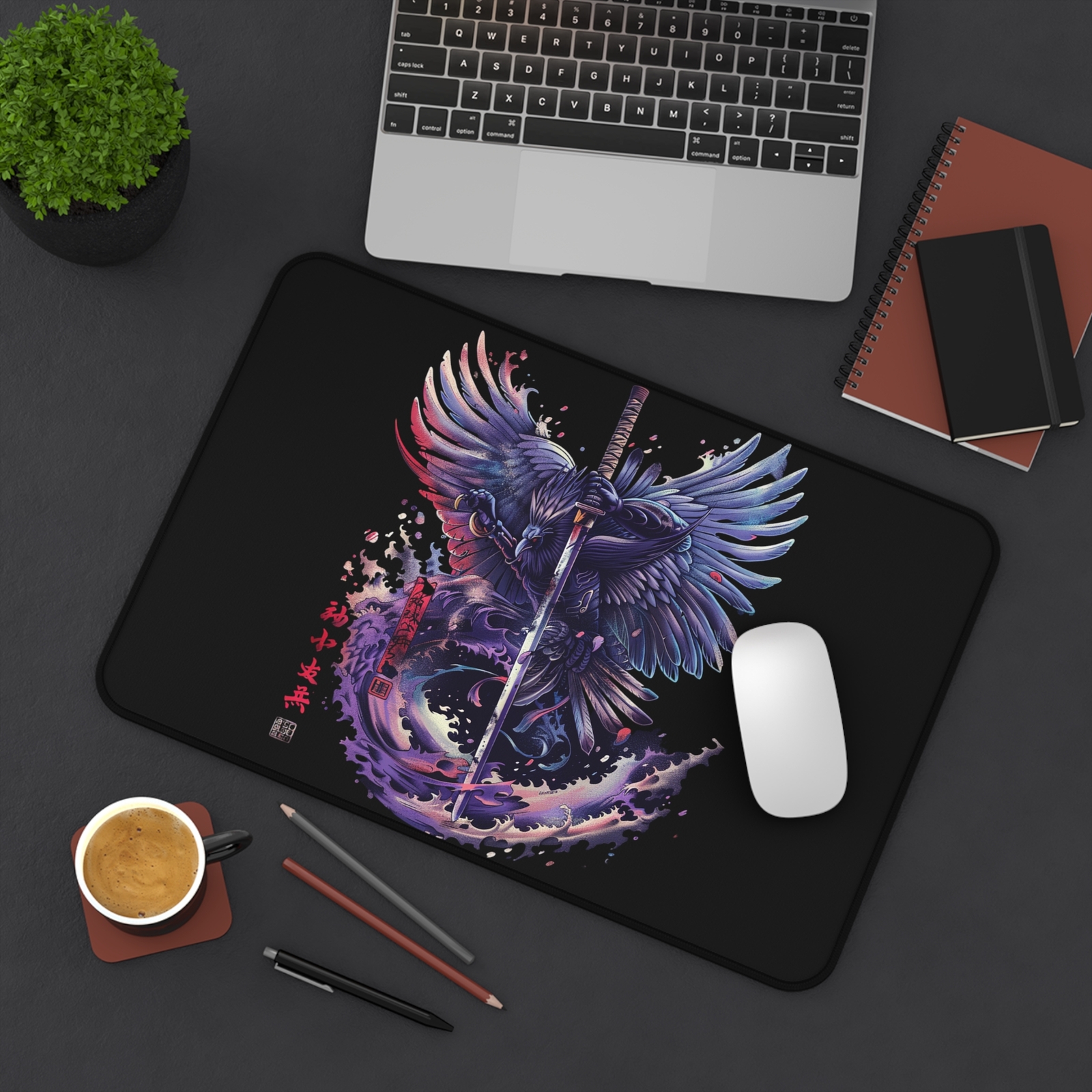 Phoenix Samurai Desk Mat, Samurai Mouse Pad, Samurai Desk Mat, 