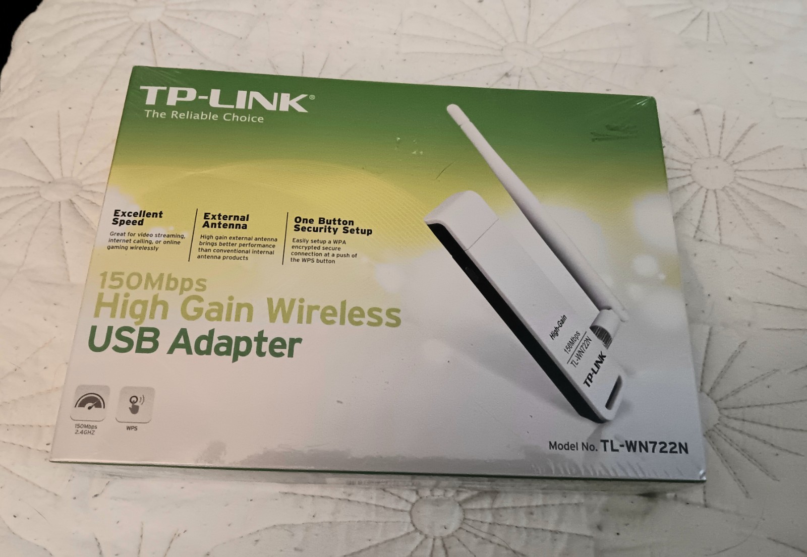 TP-Link AX1800 High Gain Wireless USB Adapter TL-WN722N New In Sealed Box