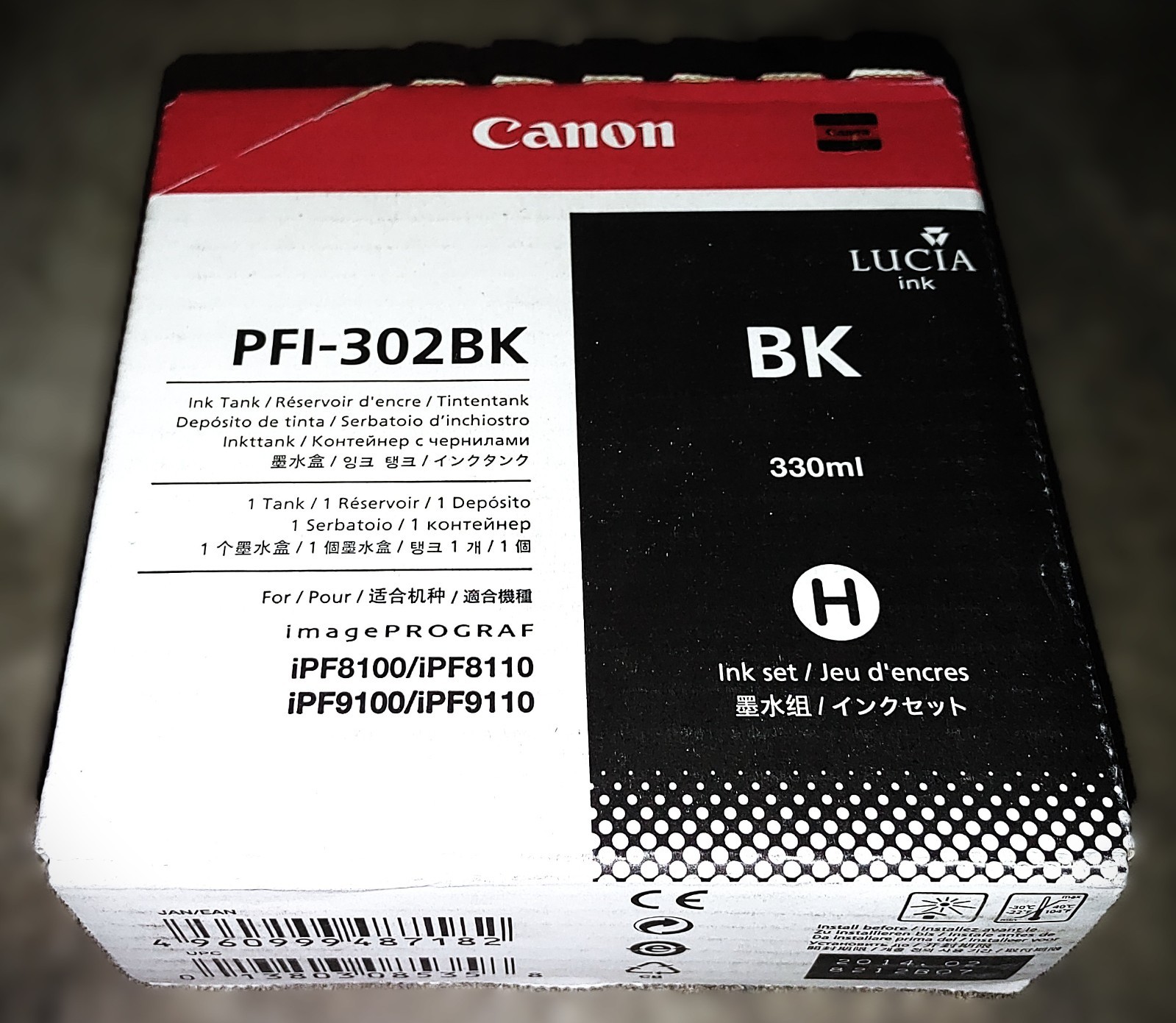 Genuine Canon PFI-302BK 2216B001 Black Ink Cartridge EXP 2014 imagePROGRAF