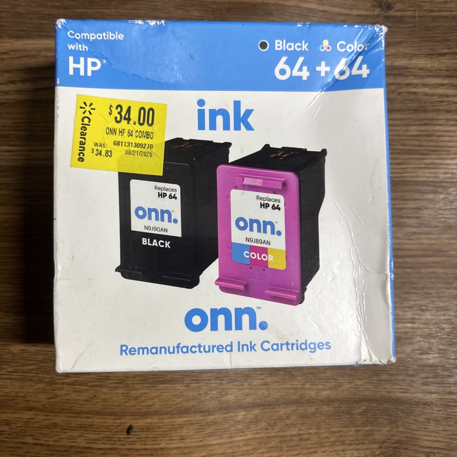 New ONN 64 Black & 64 Tri-Color Ink Cartridges Exp 04/2025