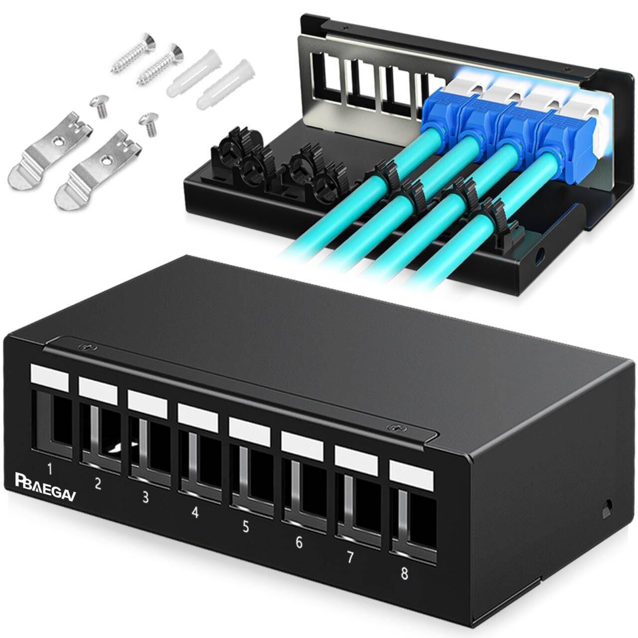 PBAEGAV Patch Panel 8 Port Keystone Network STP Blank Small