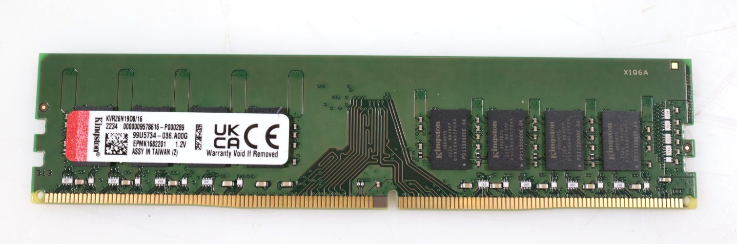 16GB Kingston KVR26N19D8/16 2666MHz DDR4 Desktop UDIMM Memory