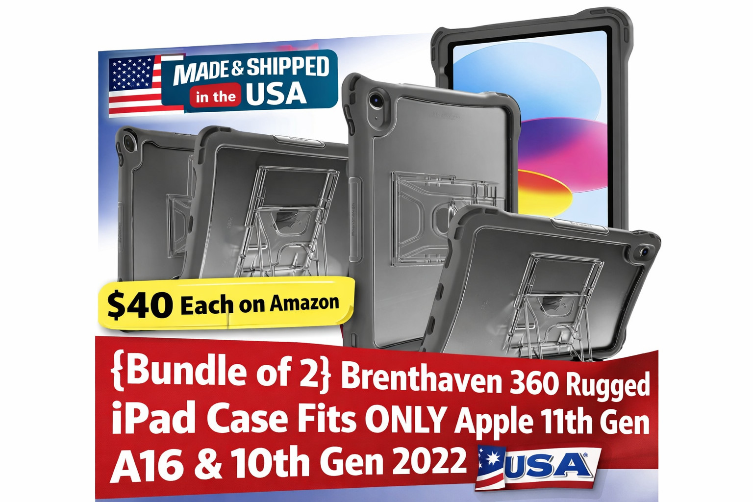 {Set of 2} Rugged iPad Case Fits ONLY Apple 11th Gen A16 & 10th Gen 2022