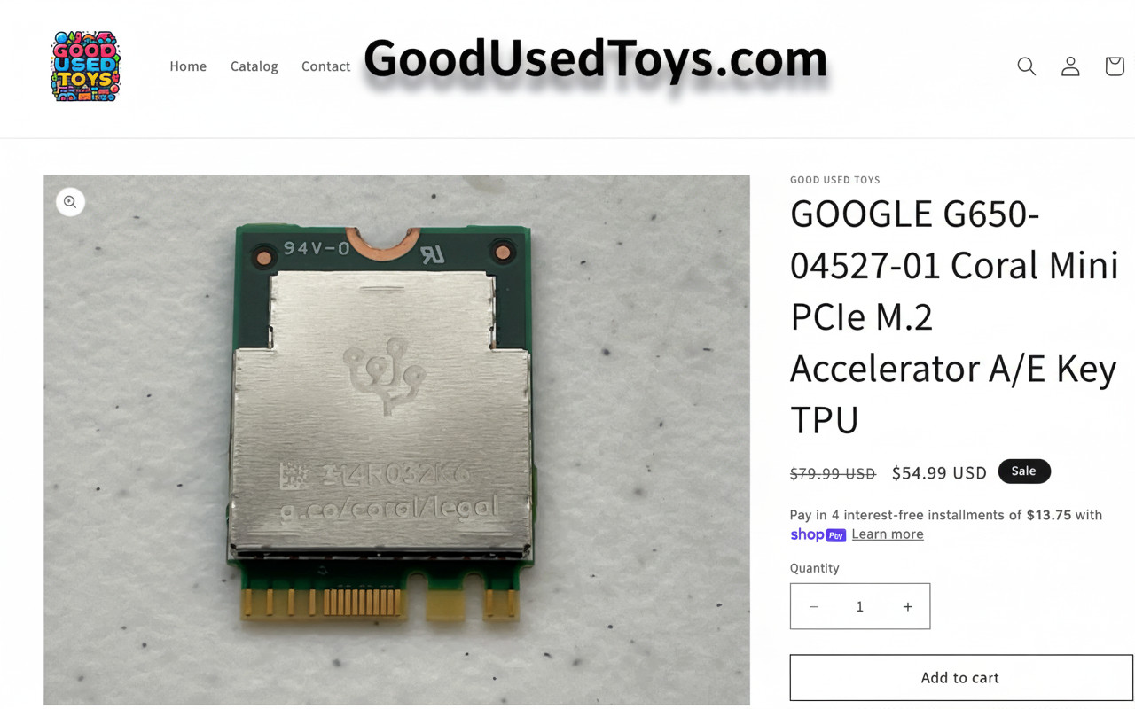 1 - GOOGLE G650-04527-01 Coral Mini PCIe M.2 Accelerator A/E Key TPU Frigate