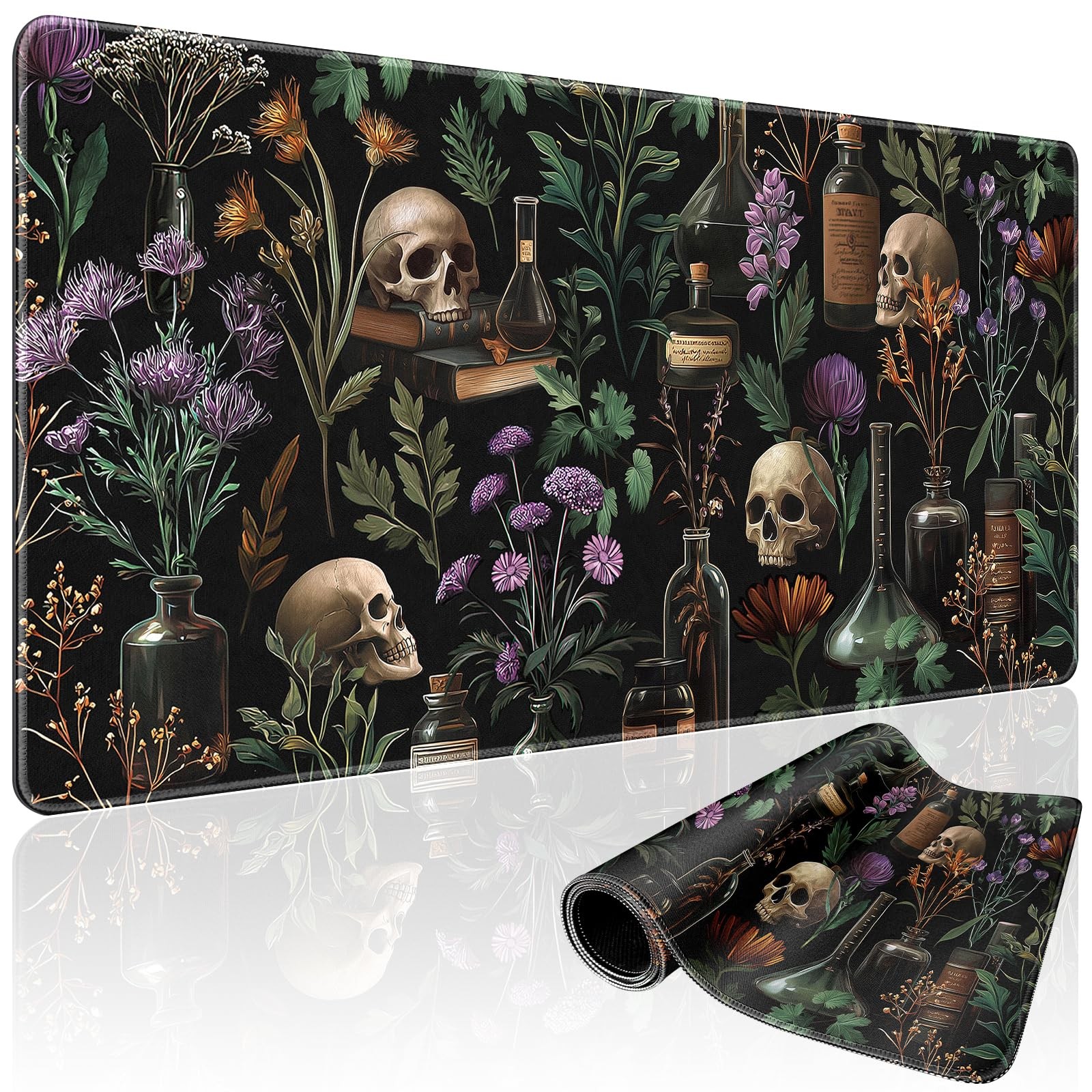 Goth Floral Mystical Large Gaming Mouse Pad Desk Mat 31.5"x15.7"