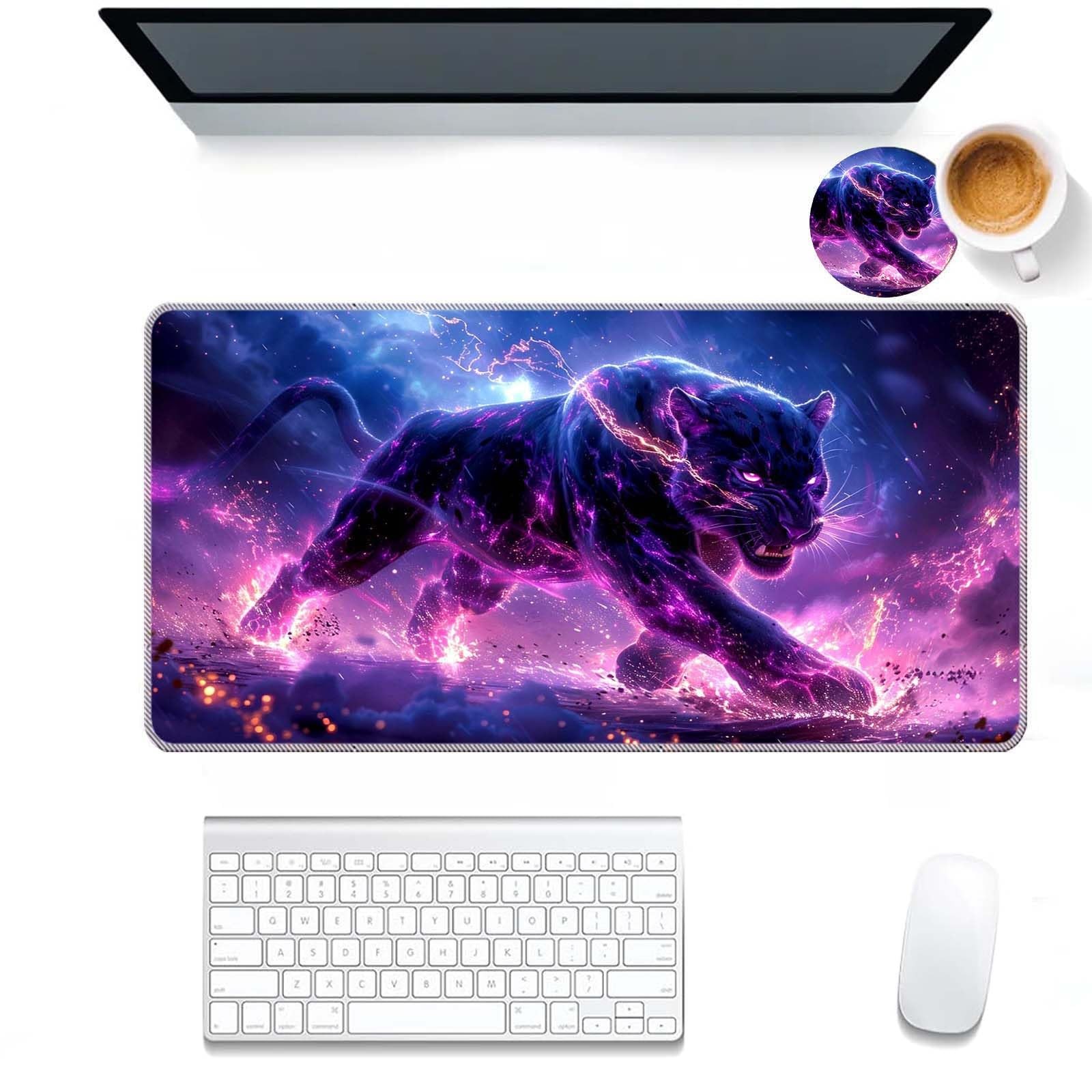 DHEEBFWE Gaming Large Mouse Pad for X-Large, Neon Panther