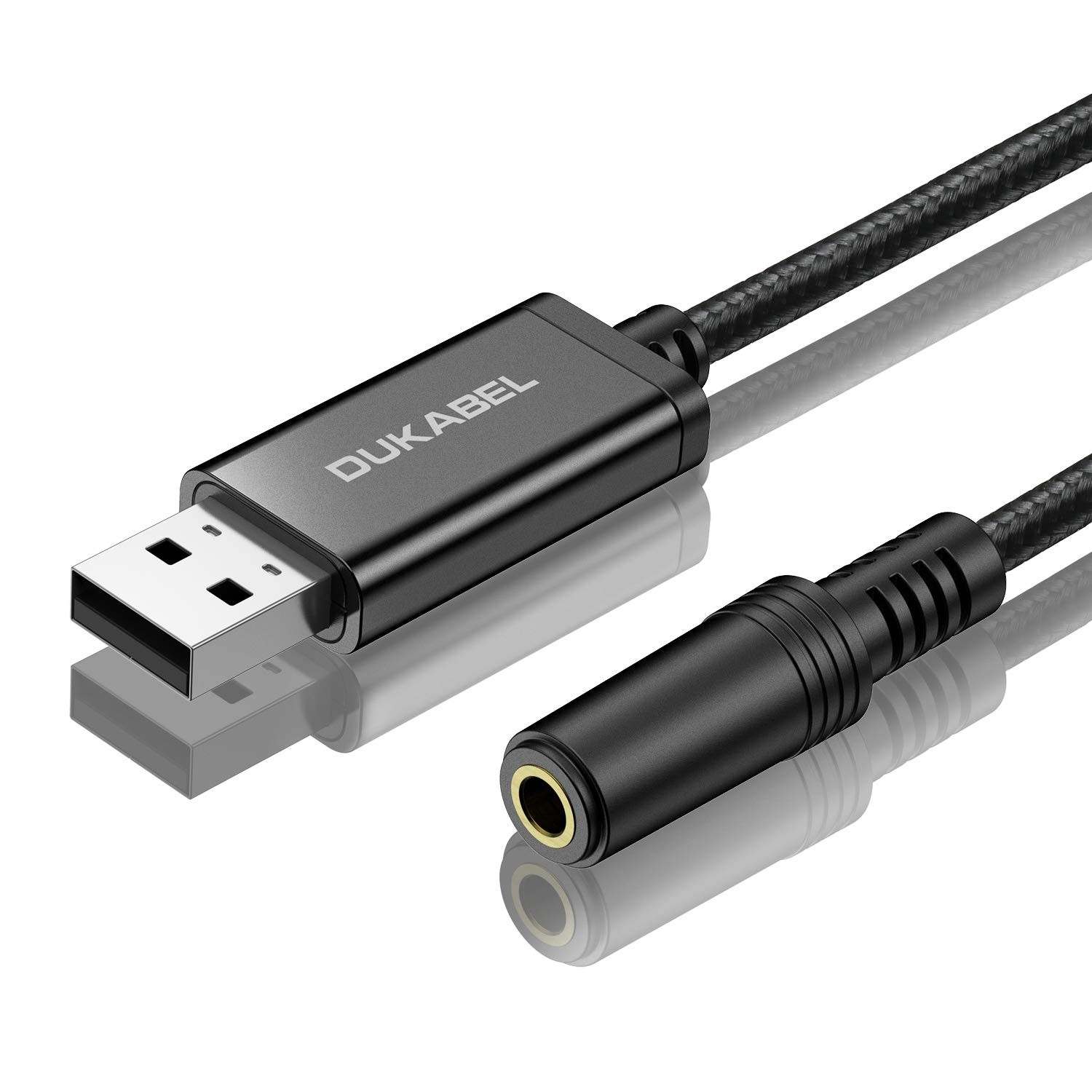 USB to 3.5mm Jack Audio Adapter, USB-A 45 inch / 120 cm / 1-Pack, Black