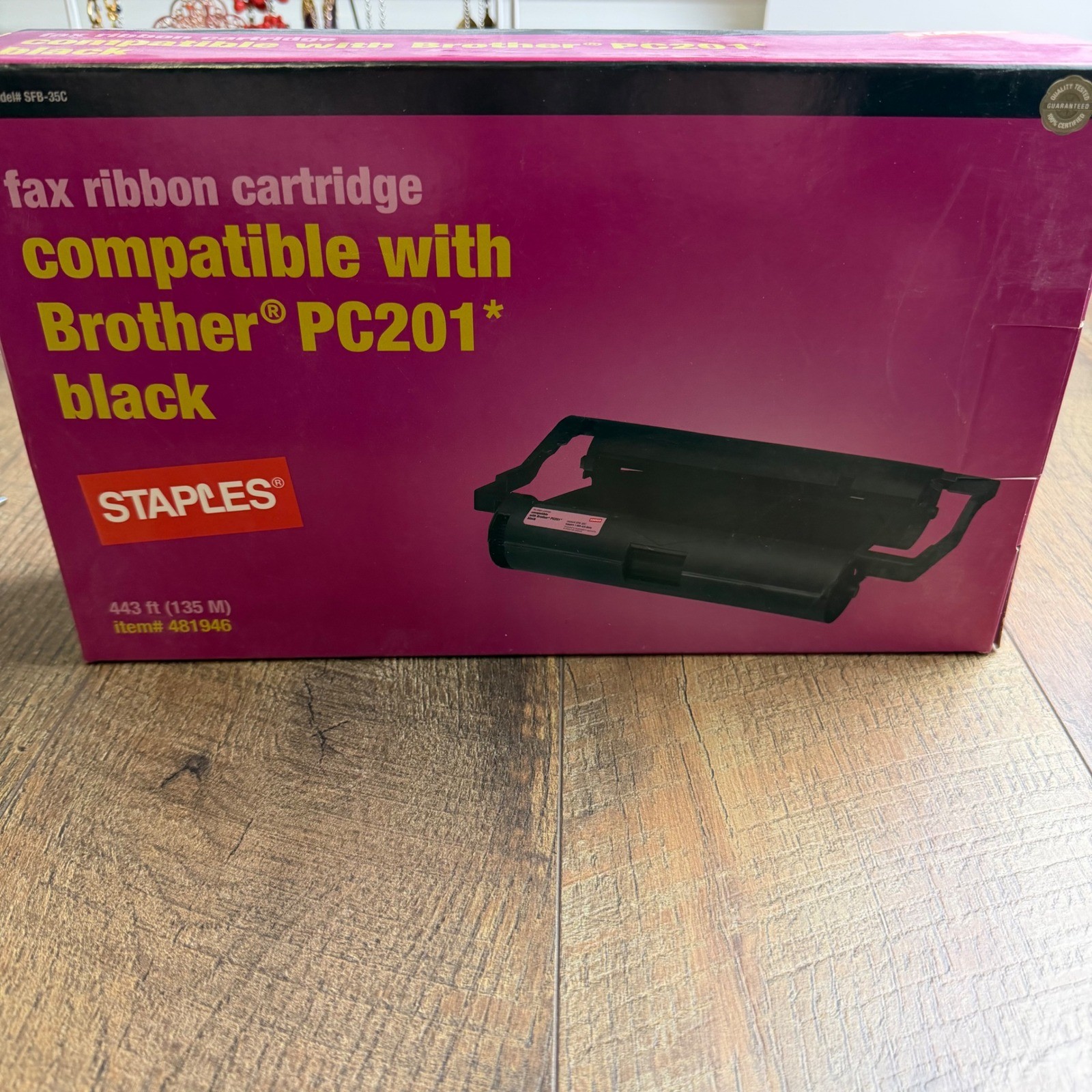 Staples Fax Ribbon Cartridge Compatible with Brother PC201 Black SFB-35C-US OS