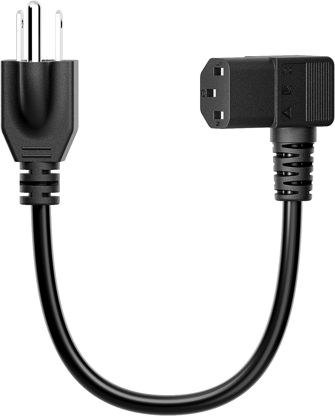 1-Feet Nema 5-15P to IEC 320 C13 Right Angled Power Cord,Us 3-Prong Male to Righ